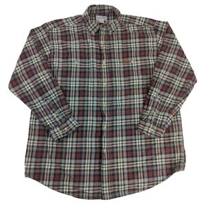Carhartt Orignal Fit Red Plaid Heavyweight Button Down Flannel Shirt Mens Sz XL.